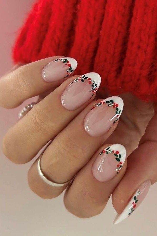 Nude with Red Dotted French for women over 60