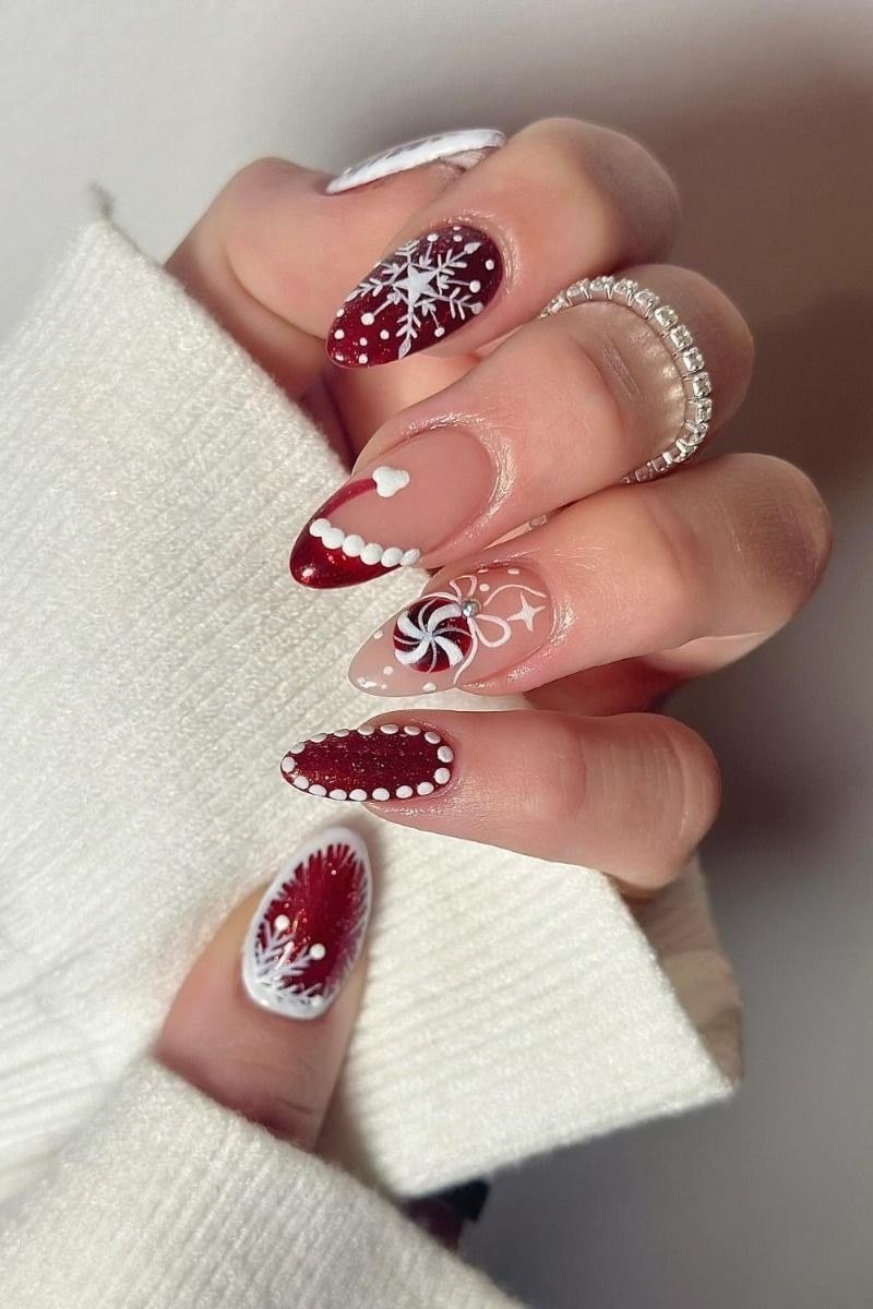 Burgundy and White Christmas for women over 60