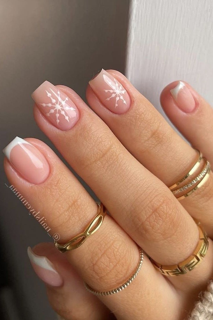 Pink French with Snowflake for women over 60