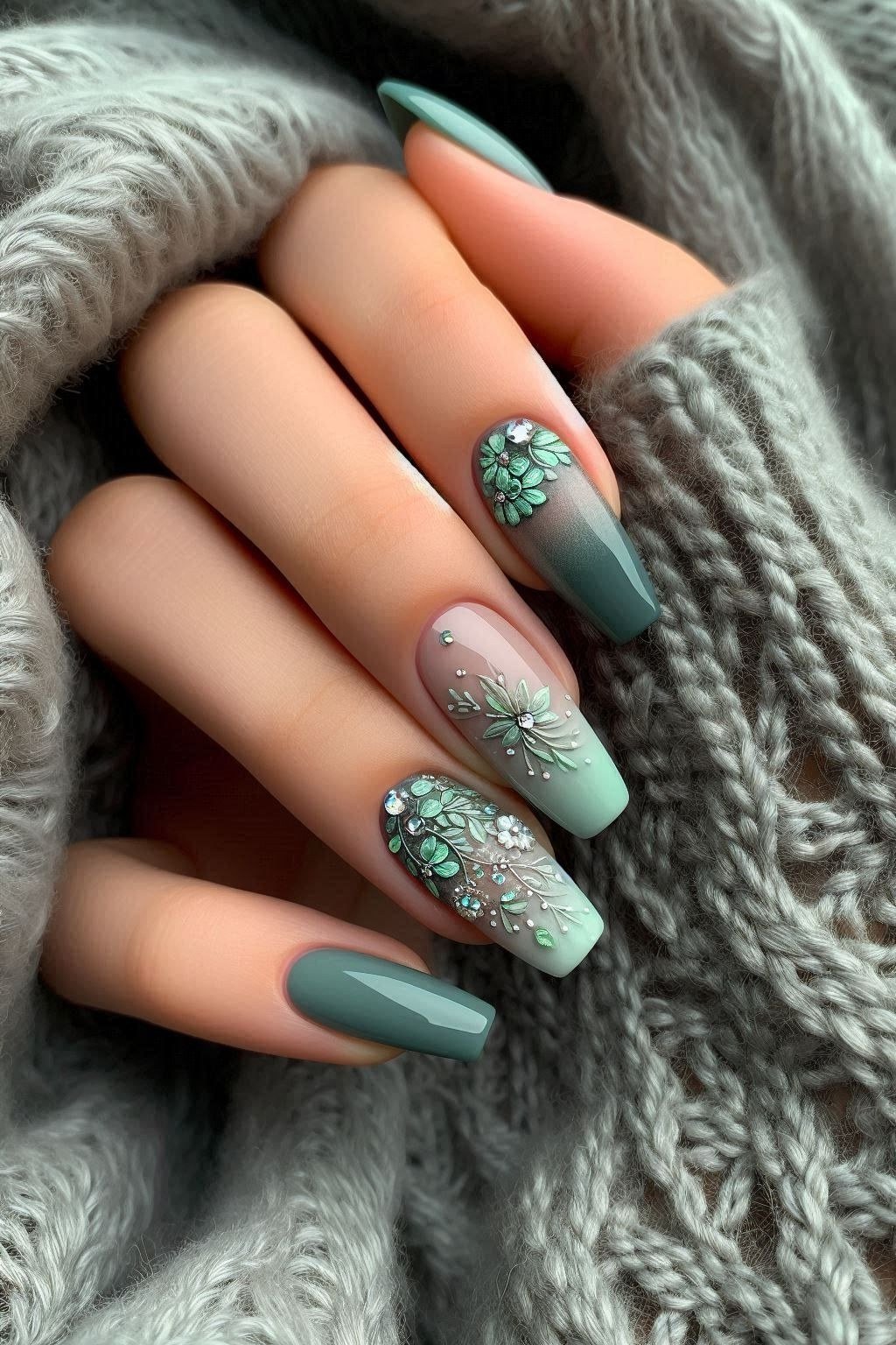 Nude French with Snowflake Art - winter nail idea for women over 60