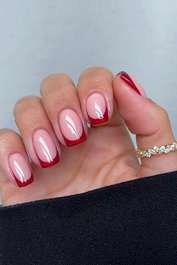 Red French Tips for women over 60