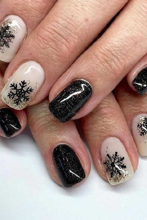 Oxblood Snowflake Nails in Faux Fur - winter nail idea for women over 60