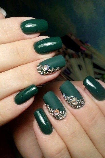 Black Nails with Snowflake Art - winter nail idea for women over 60