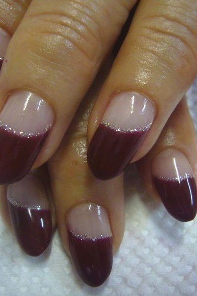 Oxblood French Tip Almond Nails - timeless winter nail color for women over 60