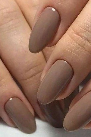 Taupe Almond Nails in a Warm Cream Coat - timeless winter nail color for women over 60