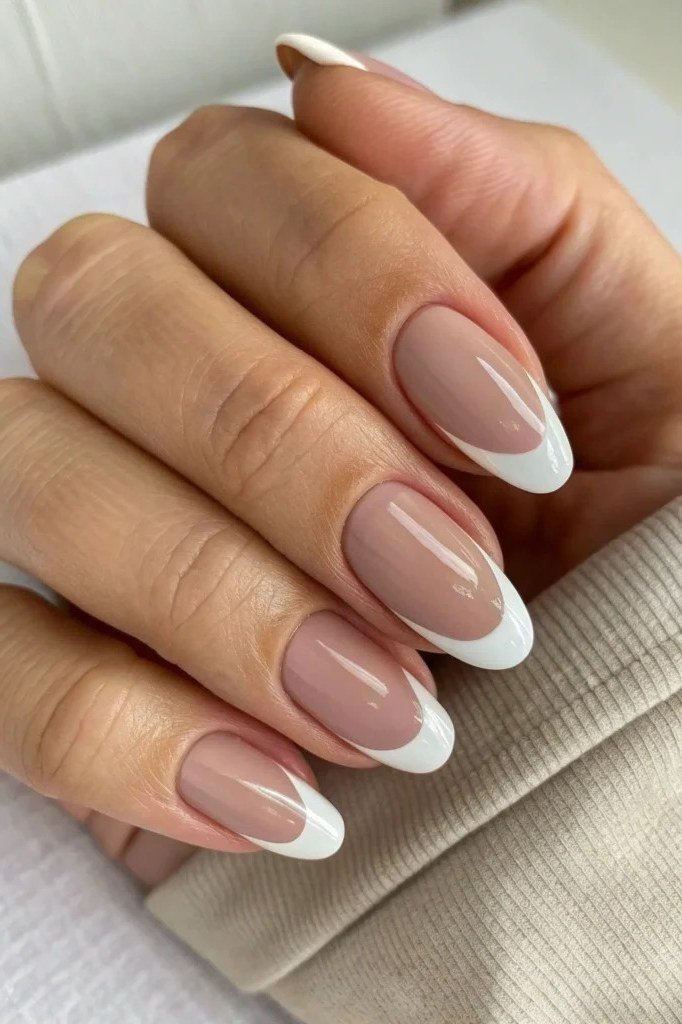 Mauve French Tip Nails - timeless winter nail color for women over 60