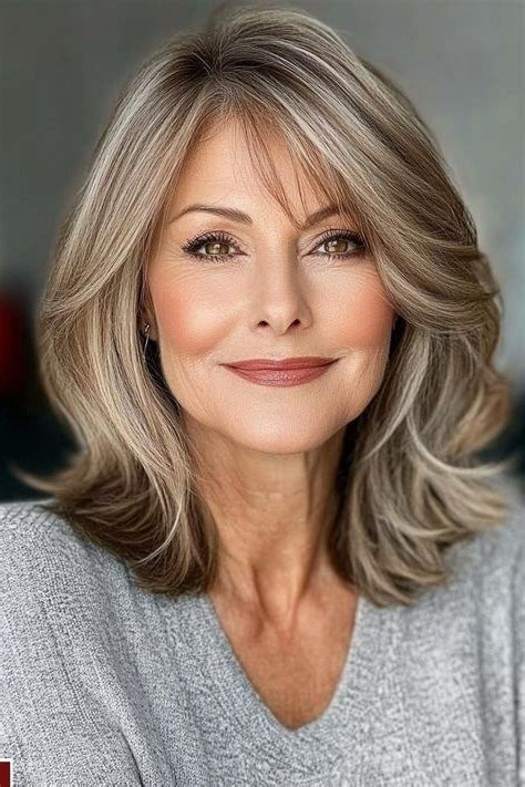Honey Blonde Layered Medium Cut for women over 60