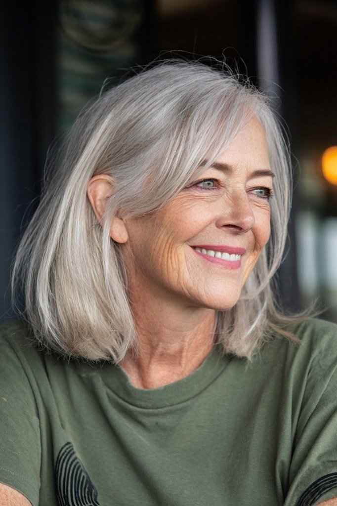 Silver Layered Cut with Gentle Waves for women over 60