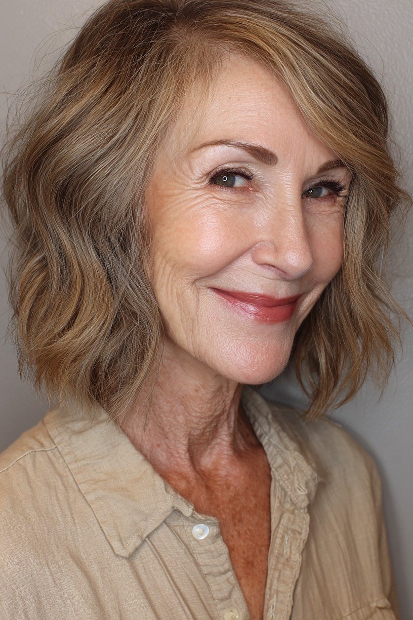Brown Wavy Medium Cut for women over 60