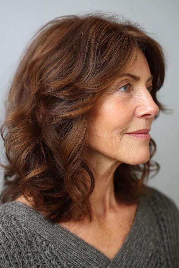 Brown Wavy Cut with Layers for women over 60
