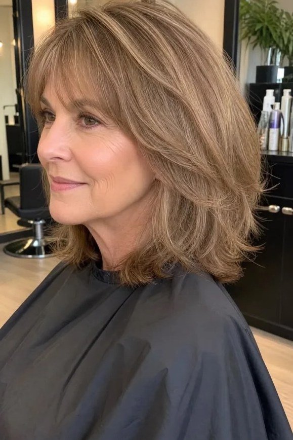 Fresh Blonde Lob with Bouncy Blowout - youthful hairstyle for women over 40