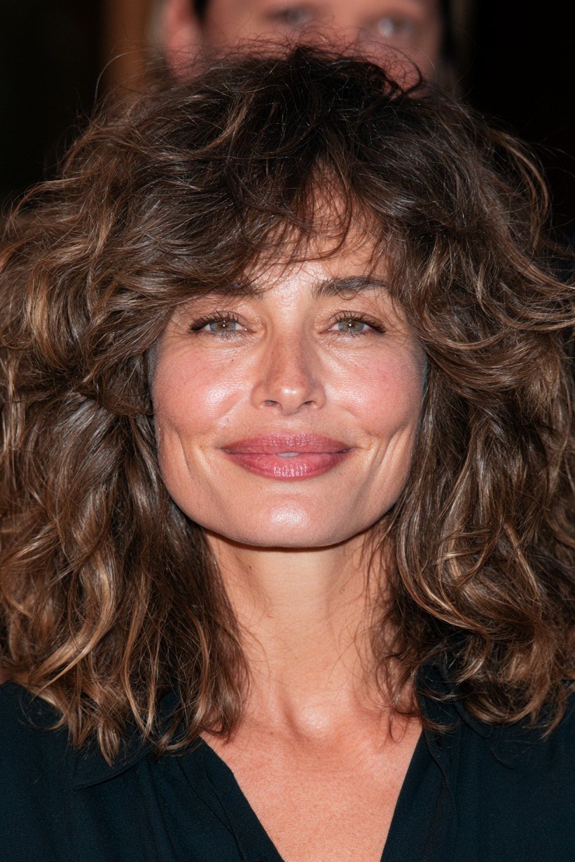 Dark Brown Curly Shag with Volume - youthful hairstyle for women over 40