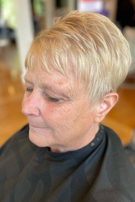 Neat Blonde Pixie, a short hairstyle for women over 50
