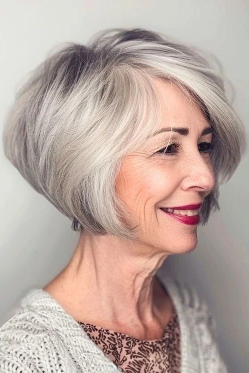 Silver Bob, a short hairstyle for women over 50